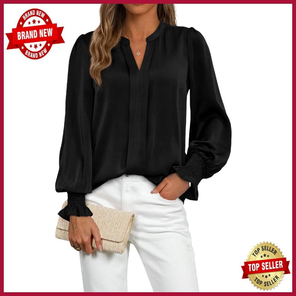Boho Floral Long Sleeve Blouse, V-Neck Chiffon Top, Work Casual